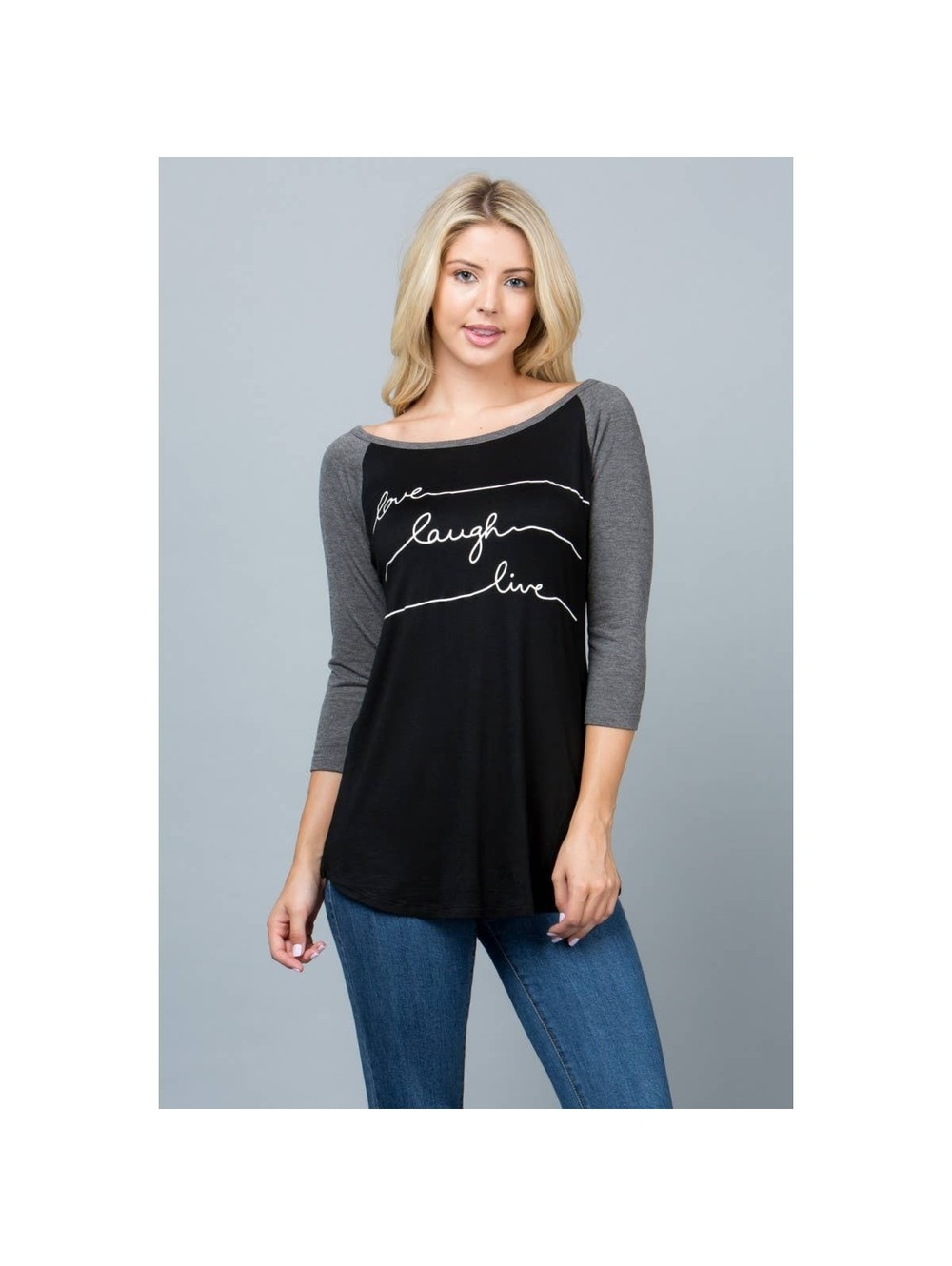 Live, Love, Laugh Print Raglan Shirt